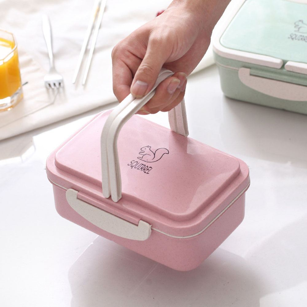 Portable Lunch Box Wheat Straw Picnic Microwave Bento Food Storage Container Student Camping Lunch Dinner Lunch Boxes