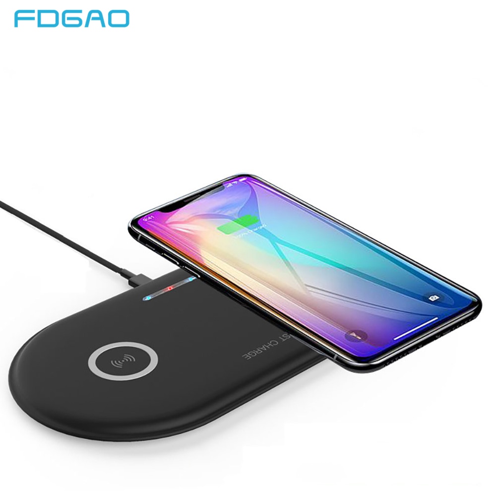 FDGAO 20W Wireless Charger 2 in 1 Dual 10W Fast Charging Pad Qi Quick for iPhone XR XS X 8 Samsung S10 S9 Airpods 2 Dock Station