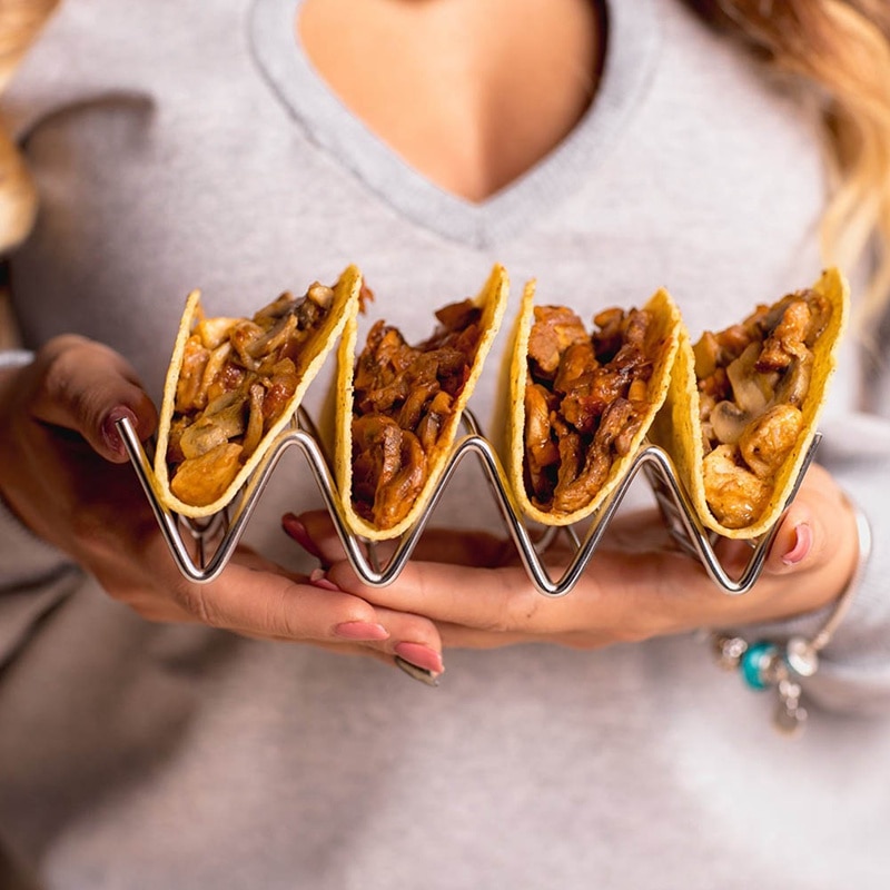 Présentoir pour Pizza acier inoxydable outils de cuisine Taco porte-coque support plateau vague sacs à main mexicain support alimentaire
