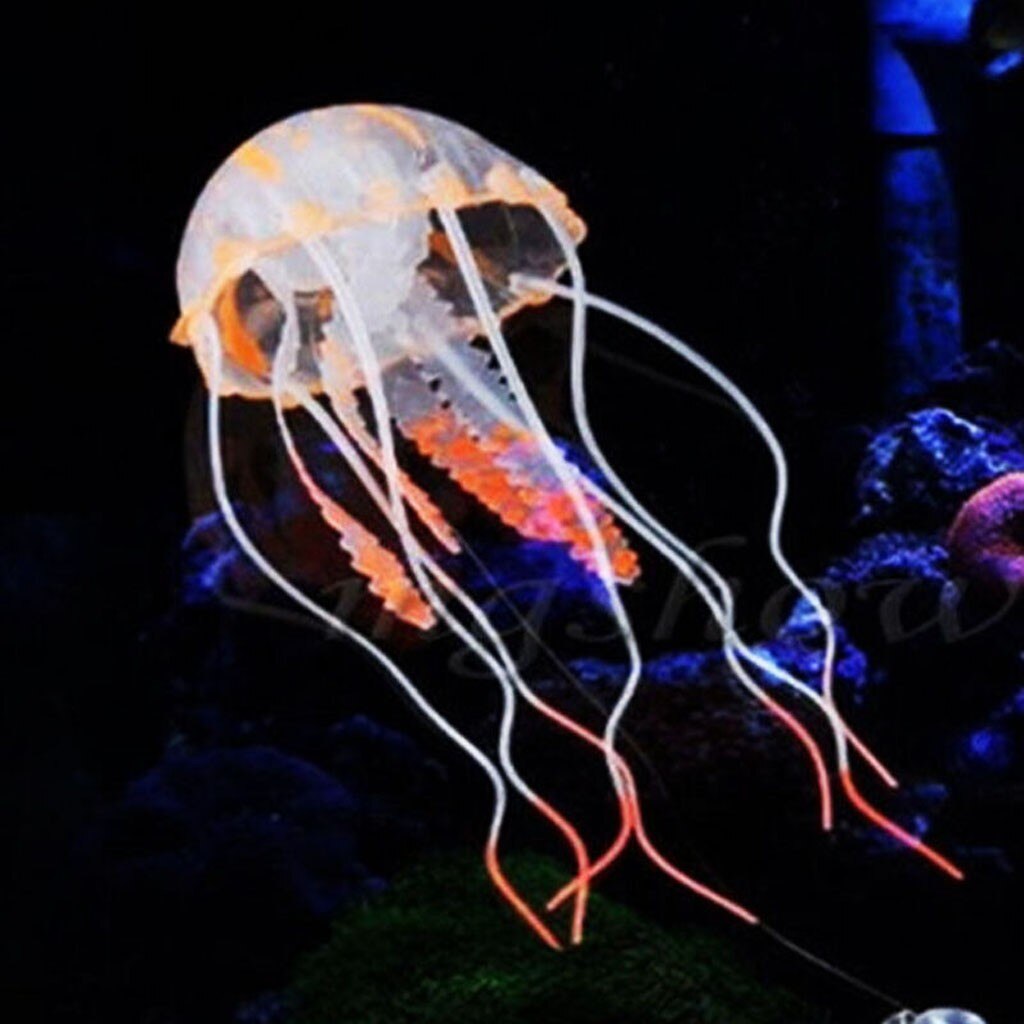 Ornement Fluorescent pour Aquarium, fausse méduse artificielle, beauté scintillante: Orange 