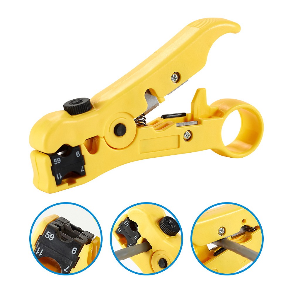 RG6 RG59 RG7 RG11 Wire Stripper Crimper Tool Kit Coaxial Cable Crimping Pliers Set With F BNC Compression Connectors