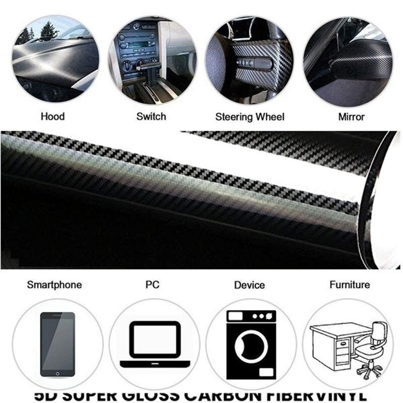 5D Koolstofvezel Auto Stickers Instaplijsten Scuff Anti Scratch Tape Bescherming Film Voor Automotive Wrap Film Anti-Collision