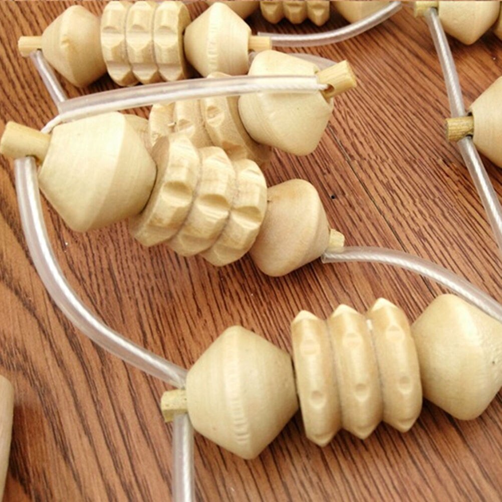 Convenient Wooden Wheel Full Body Neck Back Leg Waist Roller Massage Theraputic Care