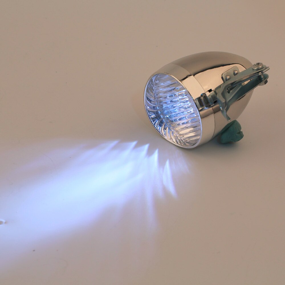 3 LED Bicycle Headlight Bike Front Light Retro Headlight Vintage Flashlight Lamp: Silver