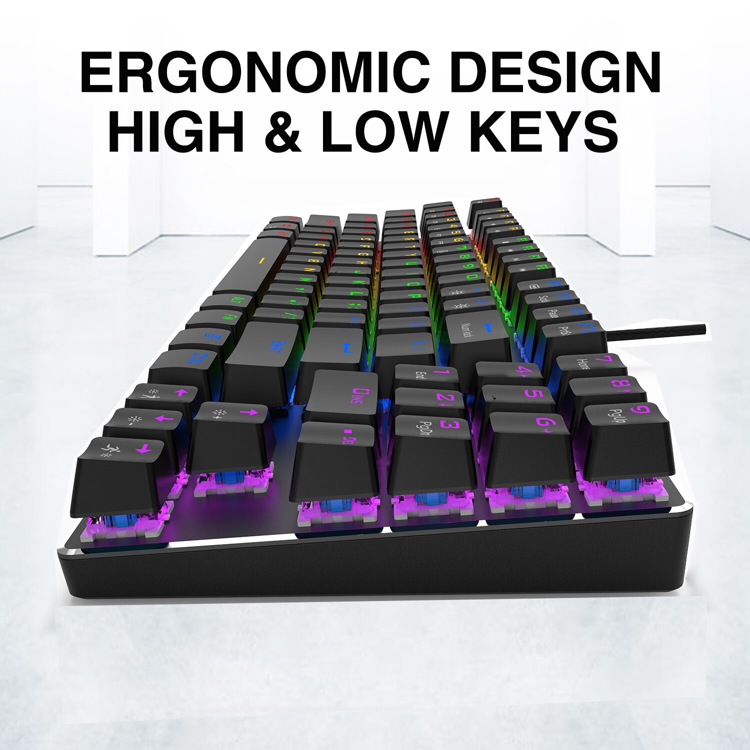METOO 89key Gaming Mechanical Keyboard With number keys Mix Backlit USB Wired blue red Brown switch For Game Laptop