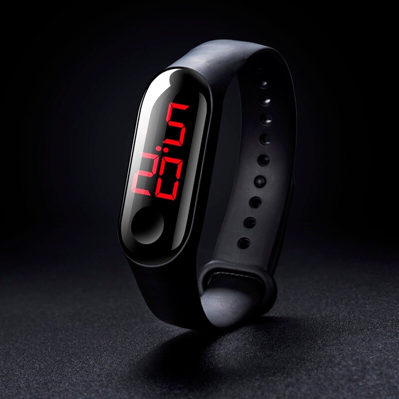 Deep 50M-relojes electrónicos deportivos luminosas para hombre y mujer, relojes de pulsera digitales F1211, LED rojo, resistente al agua: A
