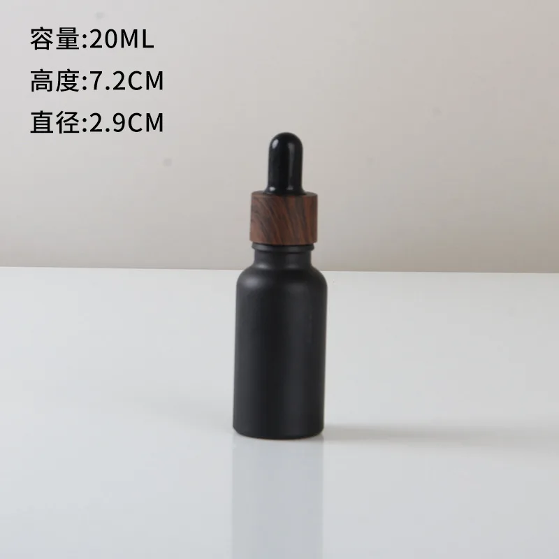 Flacon compte-gouttes vide noir givré, huile essentielle en verre, liquide d'aromathérapie, bouteille rechargeable, Pipette liquide: kaki foncé