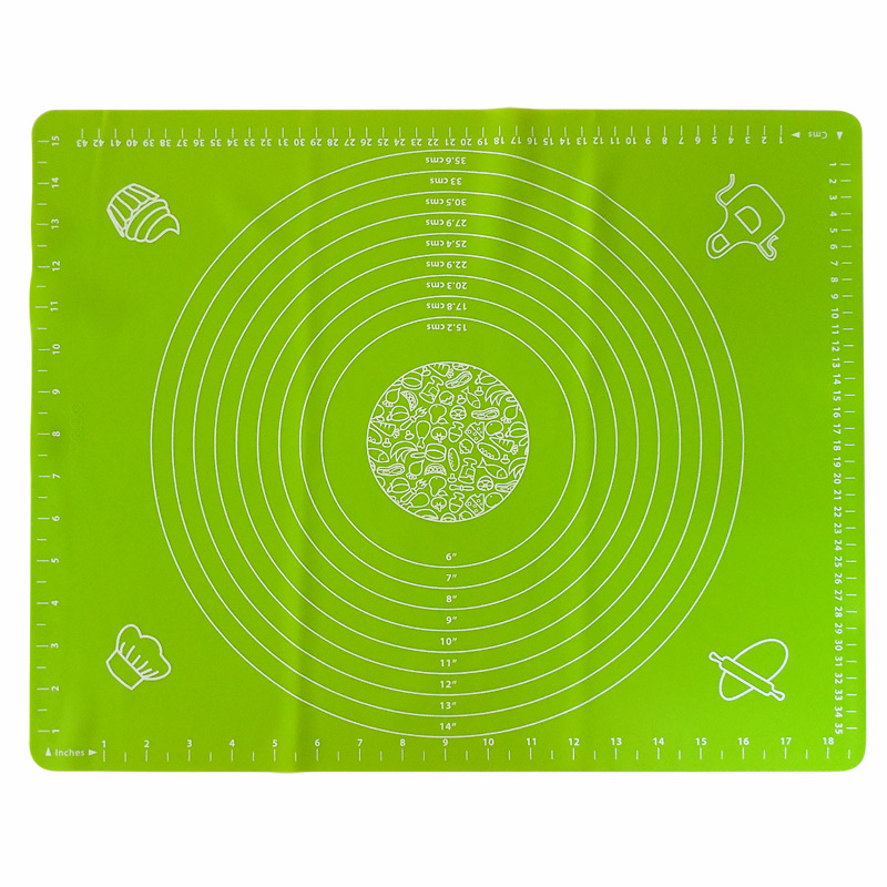 Silicone Baking Mat for Pastry Rolling Dough with Measurements Table Sheet Baking Supplies for Bake Pizza Cake Board: green / 50x40cm