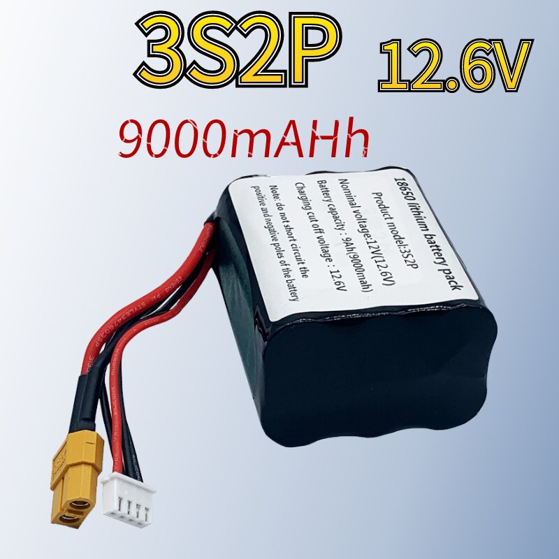 2021New 12V Battery12.6V 9000mAh 3S2P Li-ion Utilisation Unicellulaire NCR18650GA Combinaison Appropriée pour Parrot Disco et Divers Drones