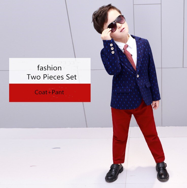 Børn baby drenge jakkesæt børn blazer 2 stk ks -2060: Blå / 6