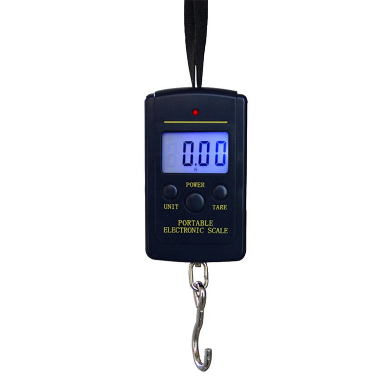 Báscula Digital portátil de 40kg para equipaje de pesca, báscula electrónica de viaje, gancho de ponderación de escala, luz negra