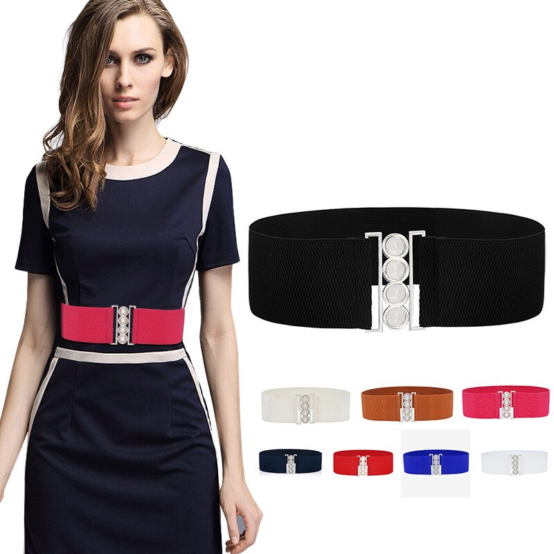 Curele elastice late elastice de lux pentru femei rochie cu cataramă metalică argintie curea din țesătură corset feminin accesorii de îmbrăcăminte