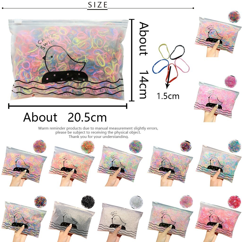 1000 / Pack fille coloré jetable élastique élastique cheveux bande Silicone Bracelets activités petits fête #40