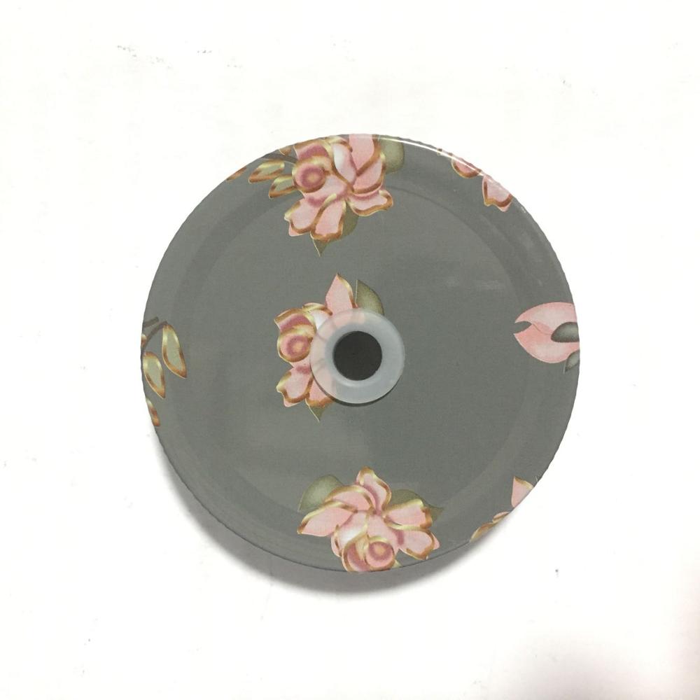 Couvercle de bouteille à boisson, couvercles de pot à boire avec trou de paille, couvercles de pot à boire avec motif imprimé, pour mariage, couvercle pour fête de bébé en plumyl: Kaki