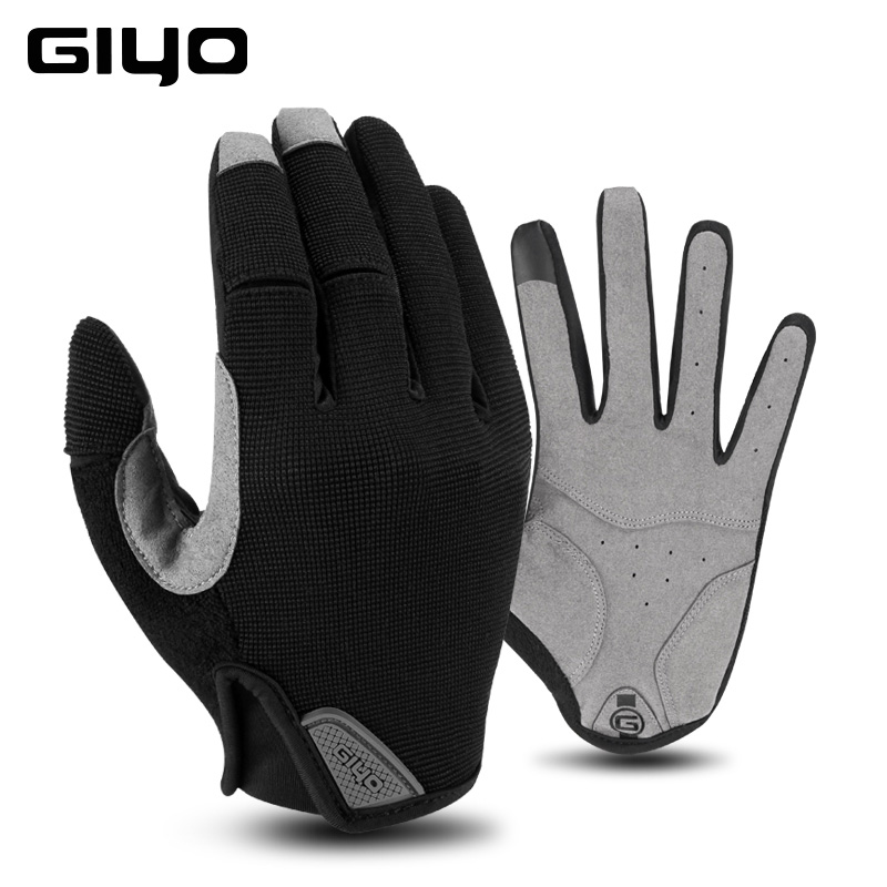 GIYO Winter Sport Cycling Gloves Fishing Gym Bike Gloves MTB Full Finger Cycling Gloves For Bicycle Male Women guantes ciclismo: Black / XXL
