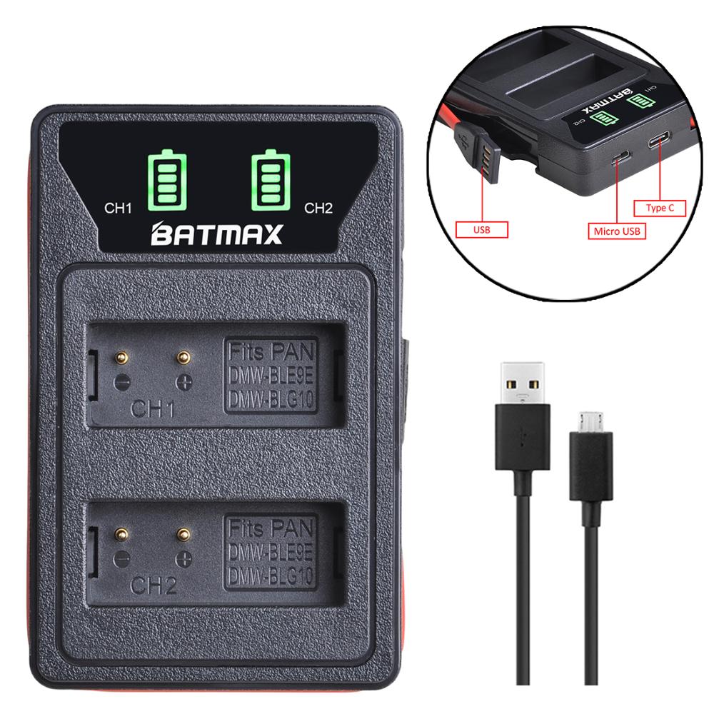 2 batteries DMW-BLG10 DMW BLG10 BLG10e BLE9 + LED avec double chargeur USB intégré pour Panasonic LUMIX GF5 GF6 GX7 LX100 GX80 GX85: Charger