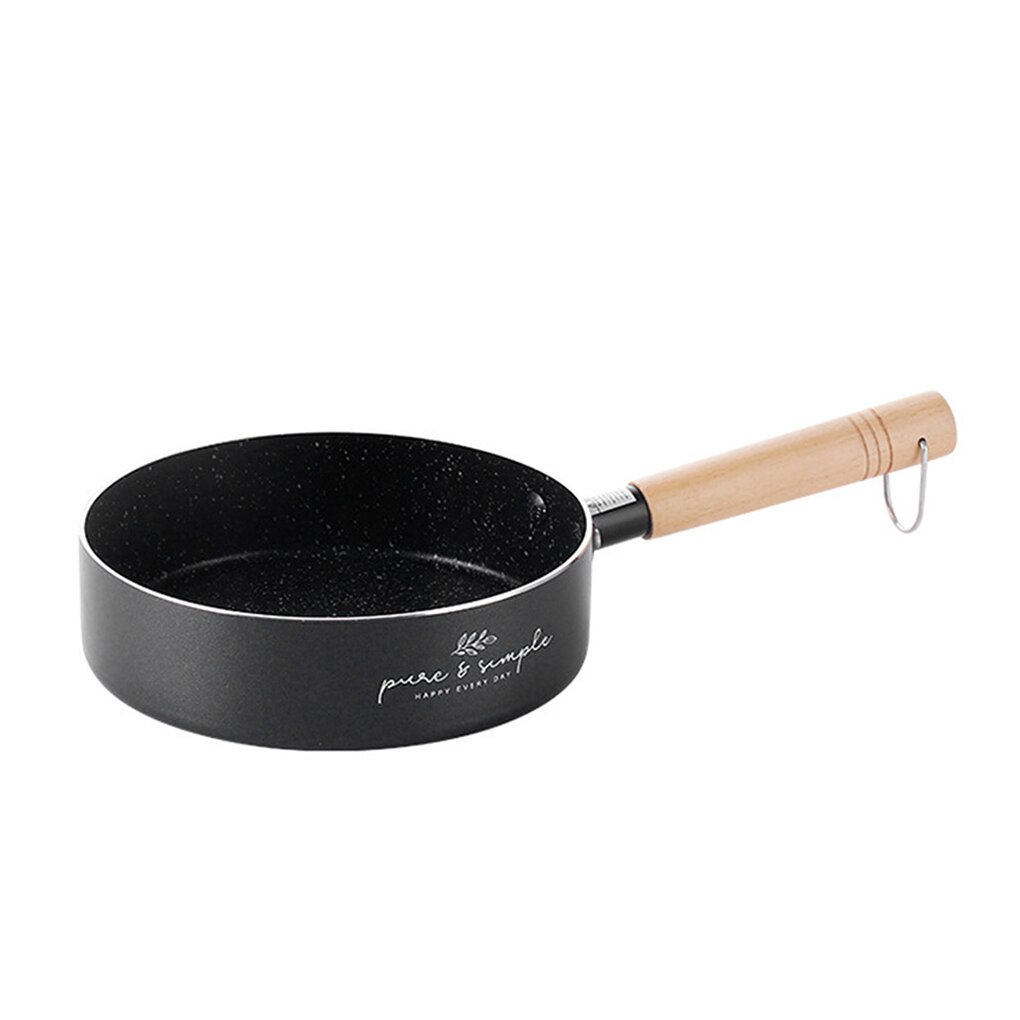 Durable non-stick frying pans with lid kitchen sauce pan cookware pancake eggs cast iron skillet cooking pots Breakfast Maker: Black