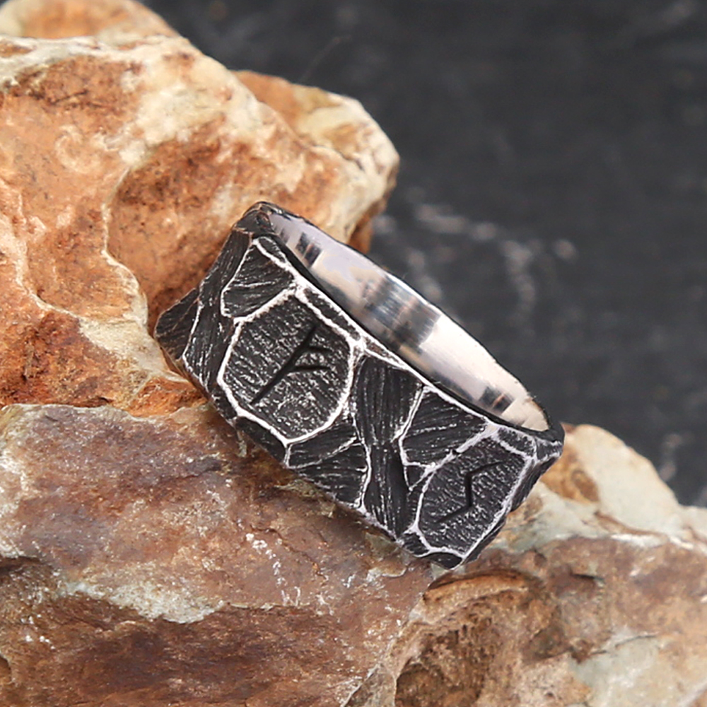 Bagues Rune Viking nordique Vintage en acier inoxydable pour hommes et femmes, Punk motard Couple amulette, bijoux , directe