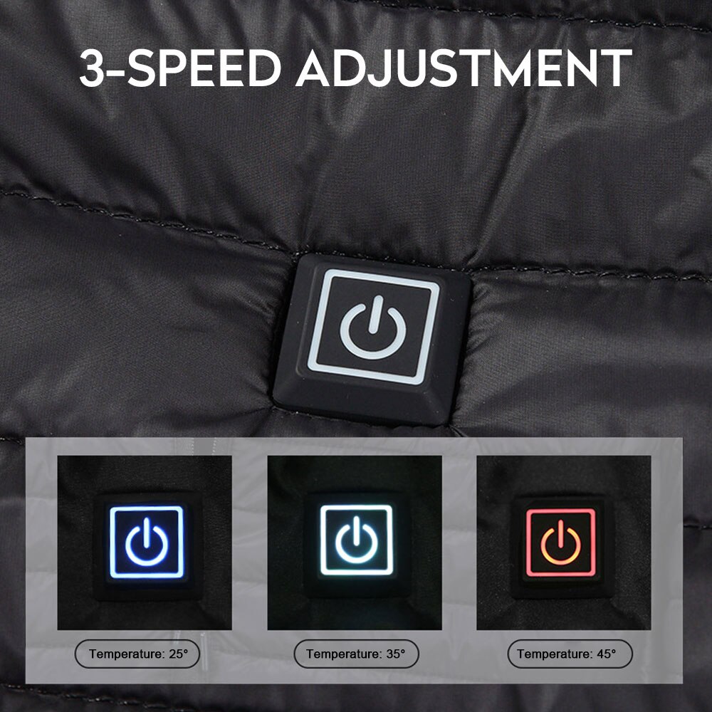 USB Heated Coat Temperature Ajustable Winter Waterproof Windproof Pocket Washable Intelligent Electric Vest Heated