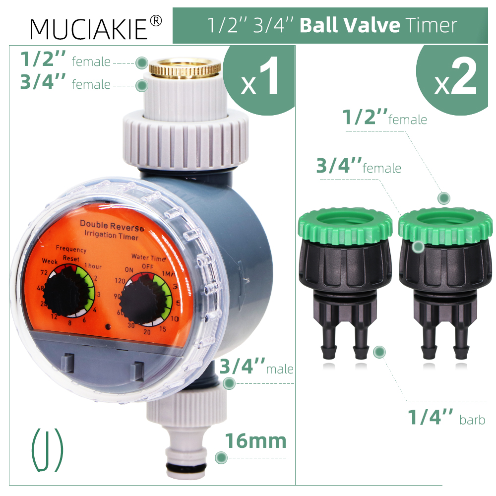 Garden Ball Valve Watering Timer with 1/4 1/2 3/4'' Tap Hose Connector Irrigation Adapter Potted Plant Controller Sprinkler: J