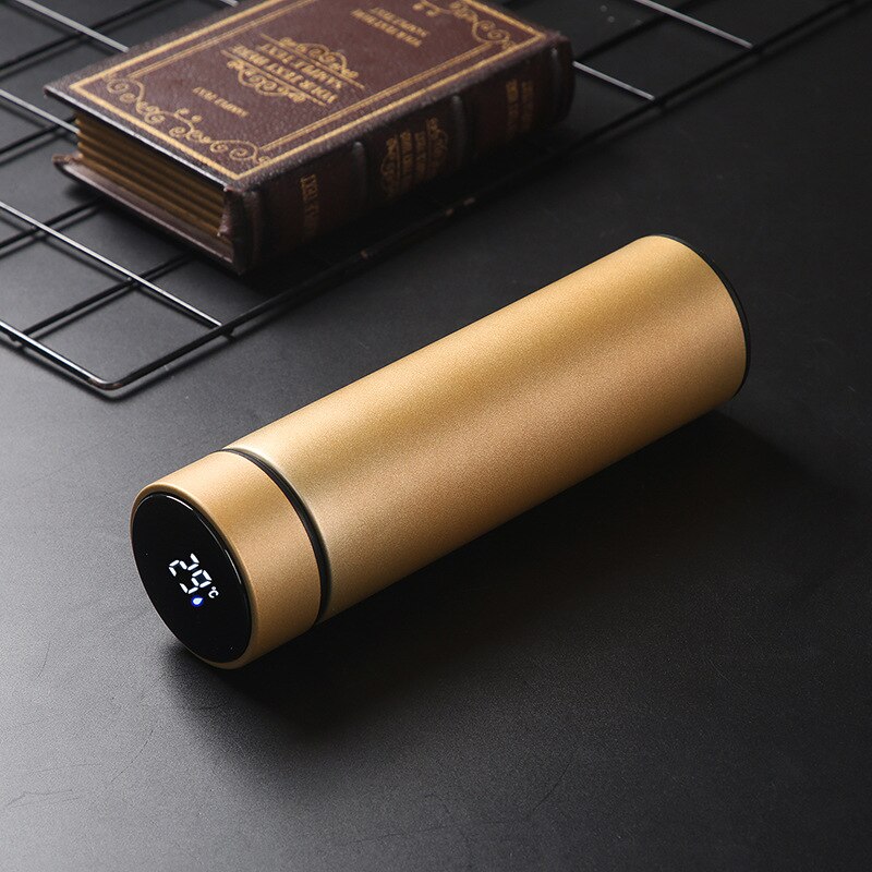 Intelligent Water Bottle Portable Male Female High-End Stainless Steel Smart Water Bottle Touch Display Temperature Cups 500ML: Gold