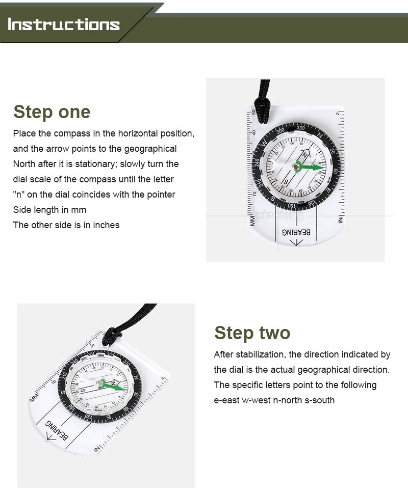 Map Scale Measuring Compass Portable Multi-functional Outdoor Survival Tools for Camping &amp; Hiking