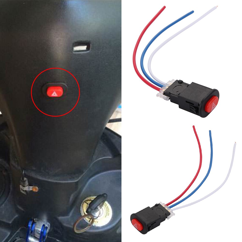1 interruptor de luz de peligro de motocicleta doble advertencia de señal de emergencia con 3 cables de bloqueo accesorios de motocicleta