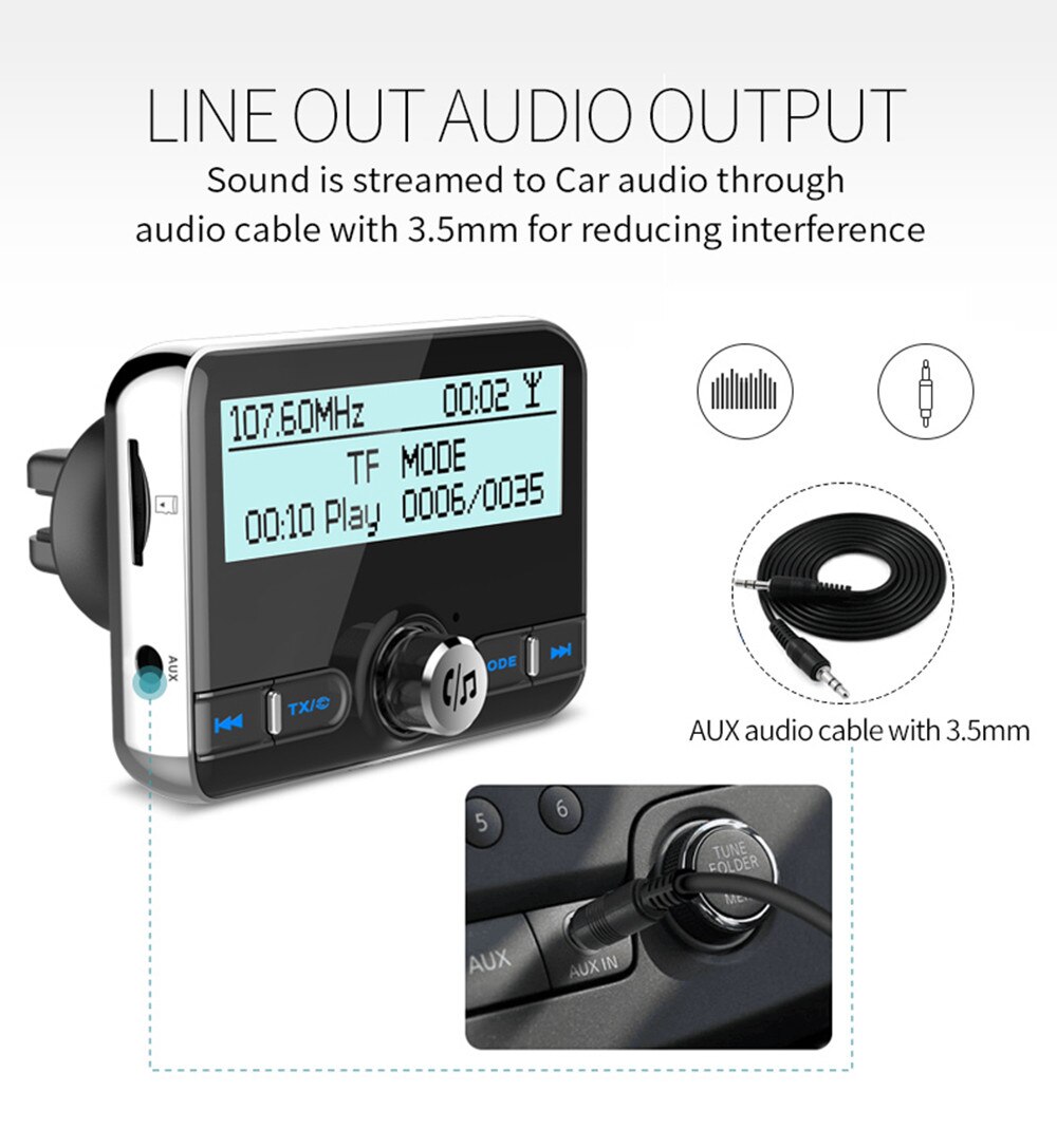 FM Transmitter Bluetooth Car Modulator Wireless Handsfree Kit Auto Audio MP3 Player with Quick Charge QC3.0 USB Charger