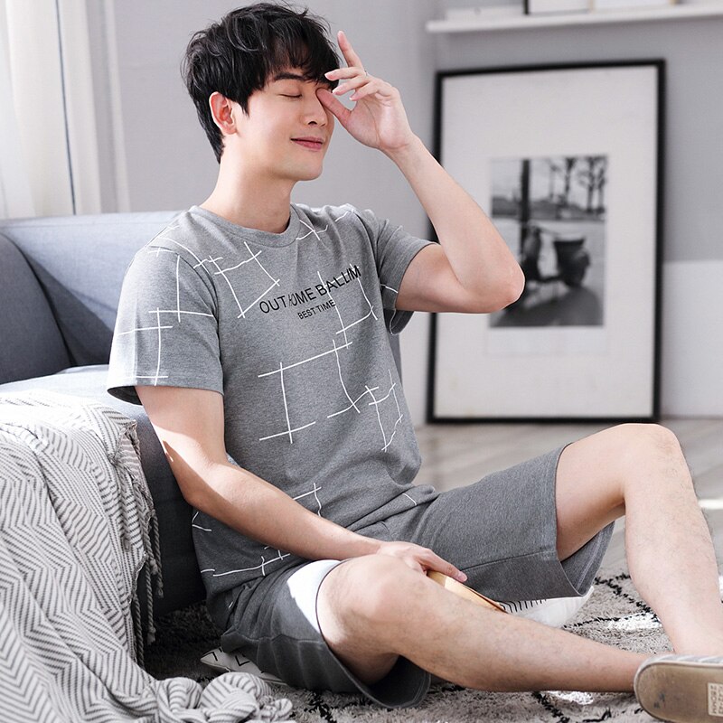 pijamas de verano para hombres, Conjunto de pijama de manga corta para hombres, pijamas de algodón puro para hombres, ropa de dormir para hombres, ropa de casa