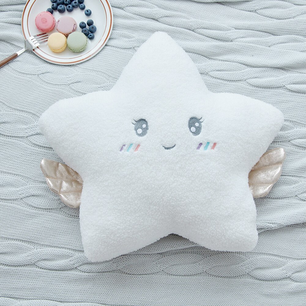 Huidvriendelijk Wit Cloud Star Moon Angel Wings Zachte Vulling Decoratieve Kussen Mooie Baby Sky Kussen Speelgoed Voor Kinderen: star