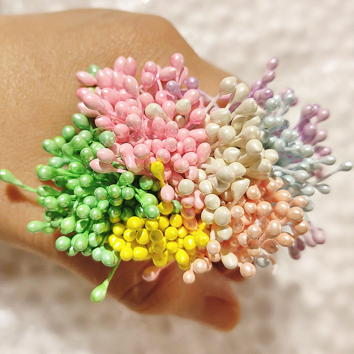 Estambres de flores artificiales para decoración de tartas, adornos de perlas de doble cabeza, varios colores, 3mm de longitud, 65mm, 500 piezas: plum