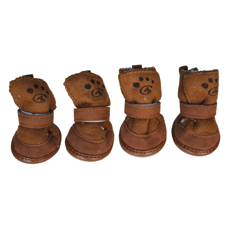Patucos con cierre y gancho marrón para Chihuahua mascota, botas, 2 pares S
