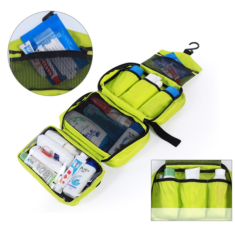colgando viaje bolsa neceser de aseo personal Kit para hombres mujeres cosméticos robusto gancho colgante ducha bolsas