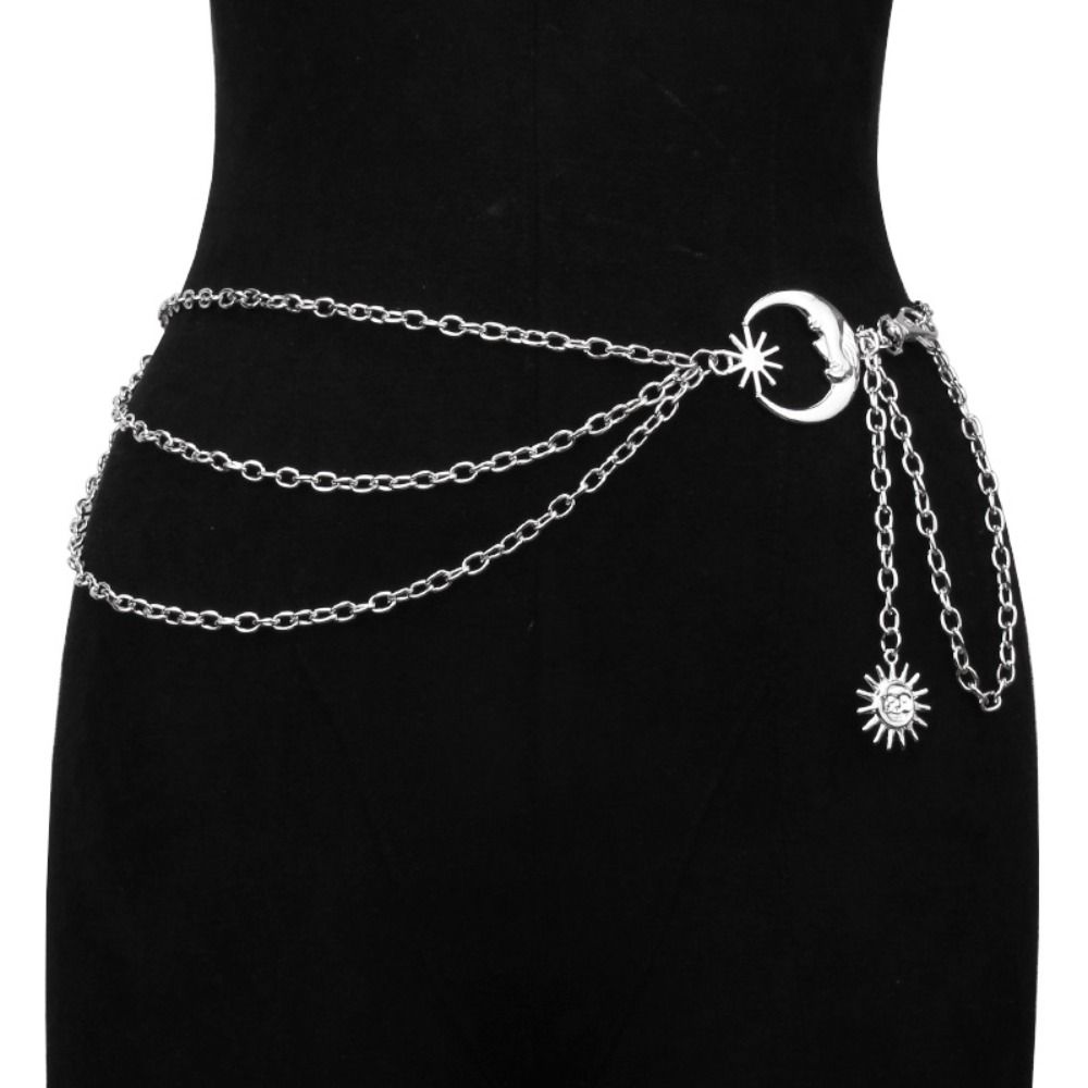 Cadena de cintura Y2K para mujer, accesorios para el cuerpo con borlas de perlas multicapa, cinturón para: COLOR ORO ROSADO