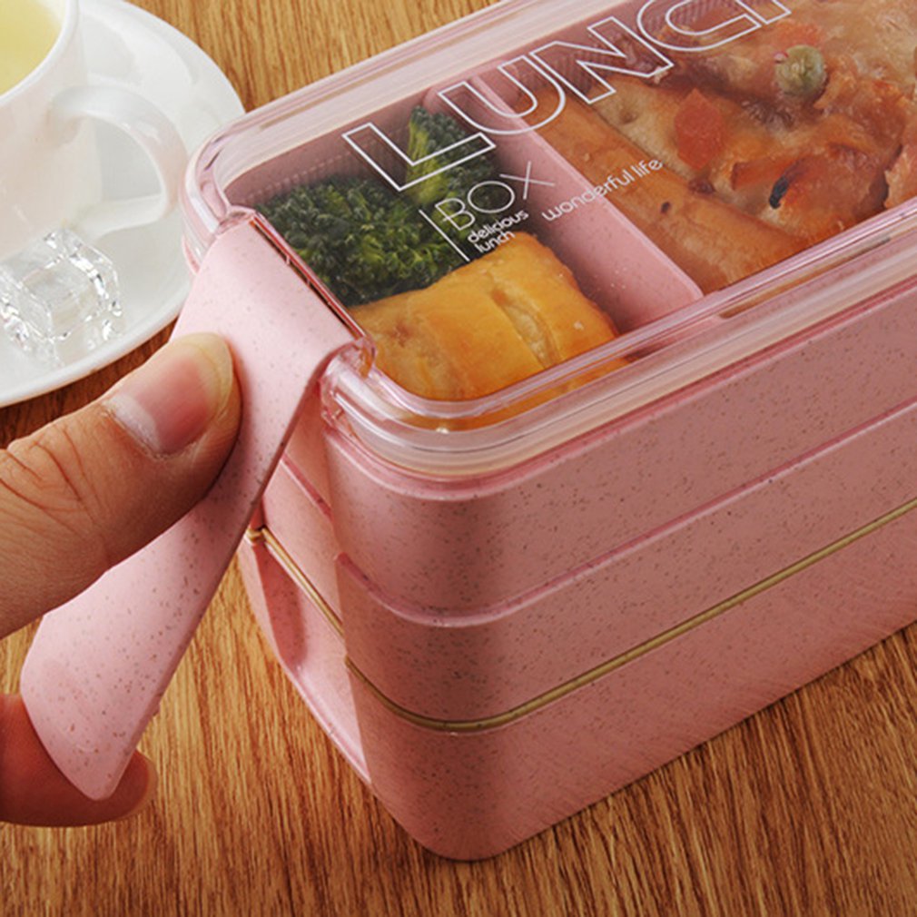 3 Layer Plastic Lunch Boxes Containers for Food Microwave Bento Box For Student Portable Food Storage Lunch Case Picnic