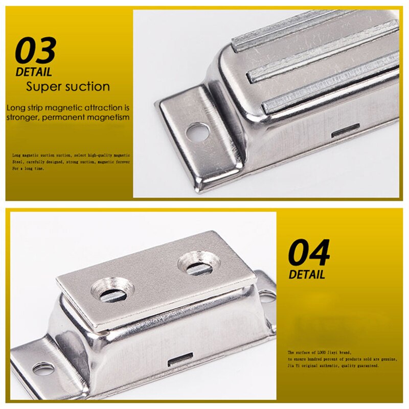 Magnetic Cabinet Door Catch Furniture Closet Catches Latch with 2 Strong Magnets Stainless Steel Kitchen Cupboard Closure Catch