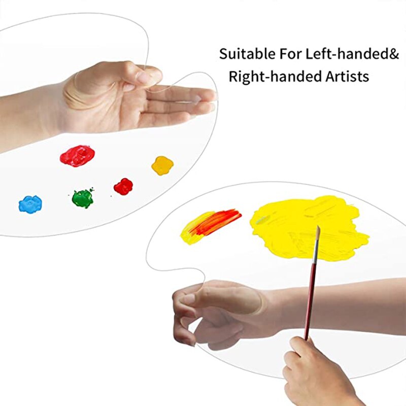 2pcs Clear Acrylic Paint Palette Paint Color Mixing Palette Pigment Tray Easy Clean for Oil Watercolour Gouache Painting Tools