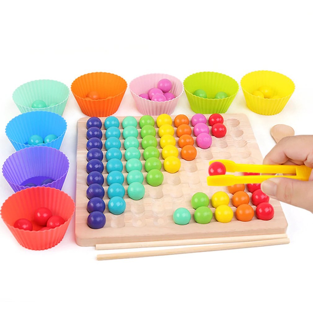Diy Eliminatie Kraal Speelgoed Gekleurde Kralen Clip Kraal Games Houten Voor Kid Kinderen Vroege Onderwijs Board Math Games speelgoed