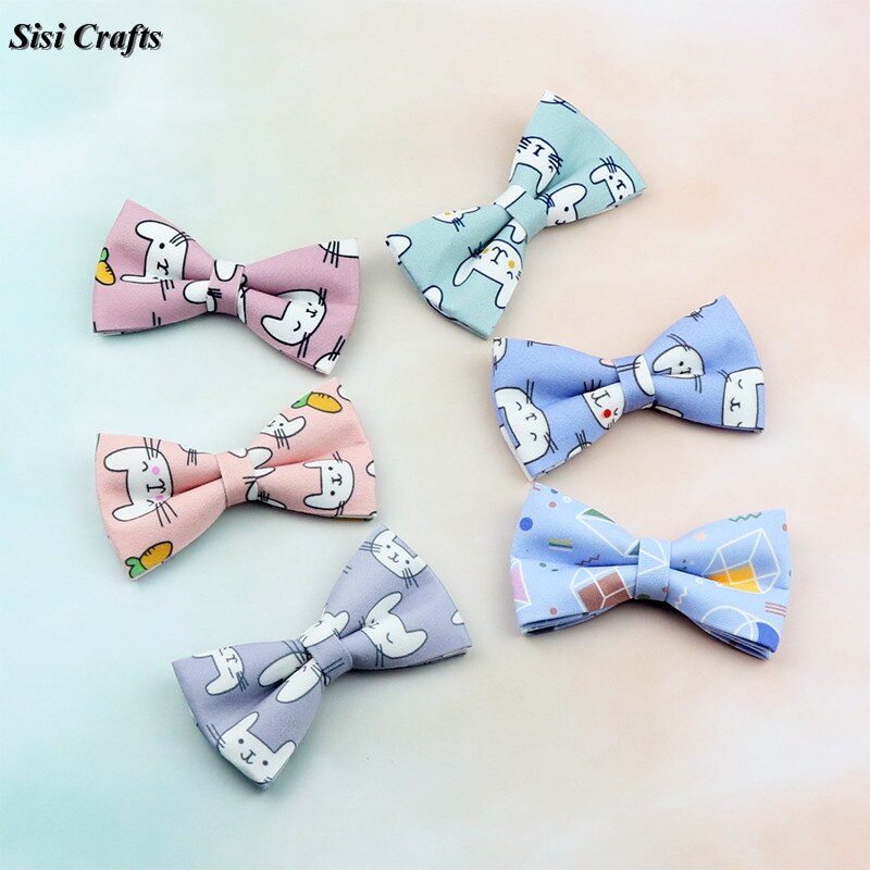 Sisi Crafts 10 25 50mm Rabbit Ribbon Animal Printed Cotton Fabric Bias DIY Garment Hair Bow Tie Collar Handmade Accessory Trim