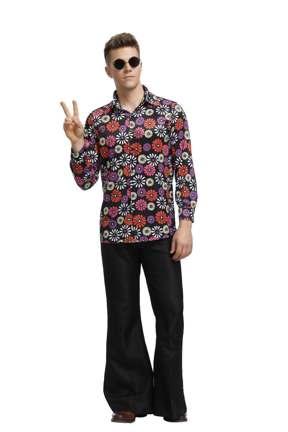 Men Retro 70s Disco Hippie Costume Halloween Carnival Party Disco Enthusiast Cosplay Fancy Dress