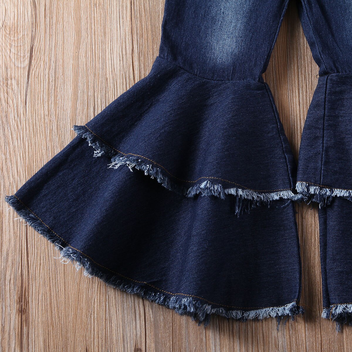 Girls Fared Jeans Pants Toddler BabyKids Girls Jeans Bell-bottom Trousers Wide leg Denim Pants
