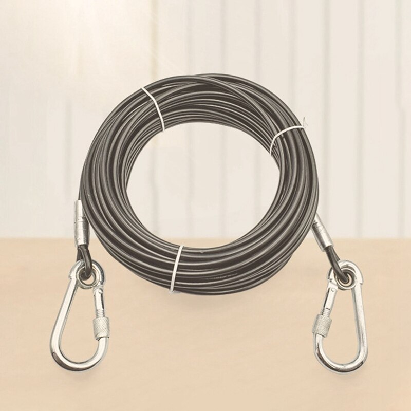 Extra Long Wire Rope Leash For Large Dogs Outdoor Dog Chain Traction Rope About 6-9M 2 Colors 2 Sizes