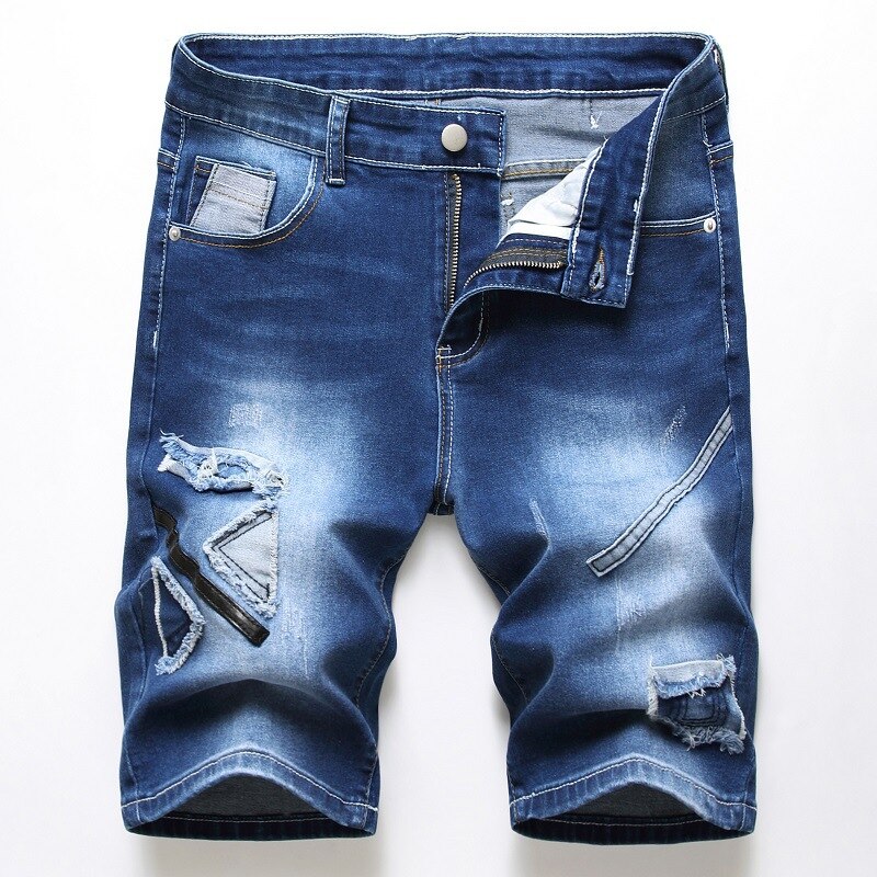 Quanbo herre skinny jeans shorts sommer elastiske shorts jeans casual slim fit streetwear denim shorts plus størrelse 40 42: 30