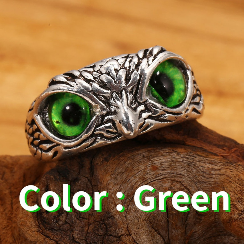 Charm Vintage Uil Ring voor Mannen Vrouwen Schattige Dieren Uil Jeugd Gothic Ringen Sieraden Accessoires: green