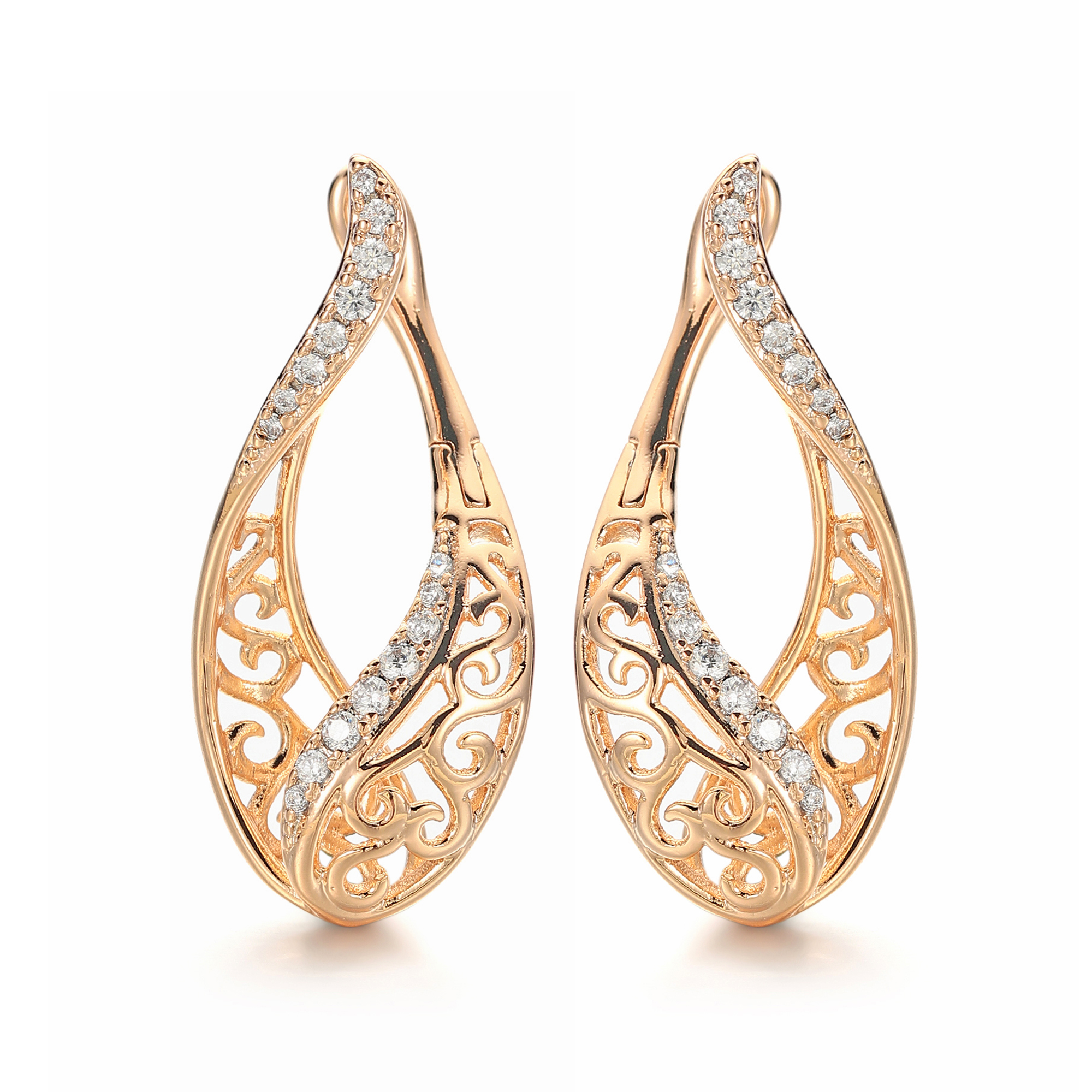 Pendientes colgantes de cristal de circón de para mujer, aretes estéticos de redondos huecos de Color dorado, de joyería: Color amarillo claro