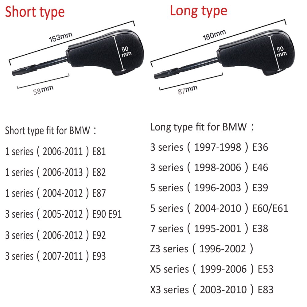 Auto Gear Shift Knob Lever HandBall Automatic For BMW E39 E46 E53 E60 E61 E63 E64 E83 E81 E82 E87 E90 E91 E92 E93 Carbon Fiber