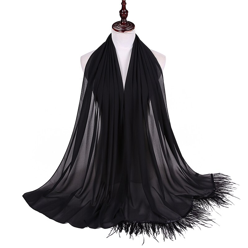 Veer Chiffon Hijab Sjaal Vrouwen Effen Kleur Kwastje Sjaals Grote Omvang Hoofdband Sjaals Cappa Wraps Bandana Islamitische Foulard: Color 14
