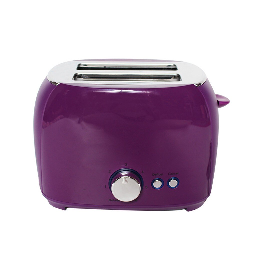 Electric Toaster Automatic Bread Baking machine Toast Sandwich grill oven Maker 2 Slices Household for breakfast EU Plug: Purple