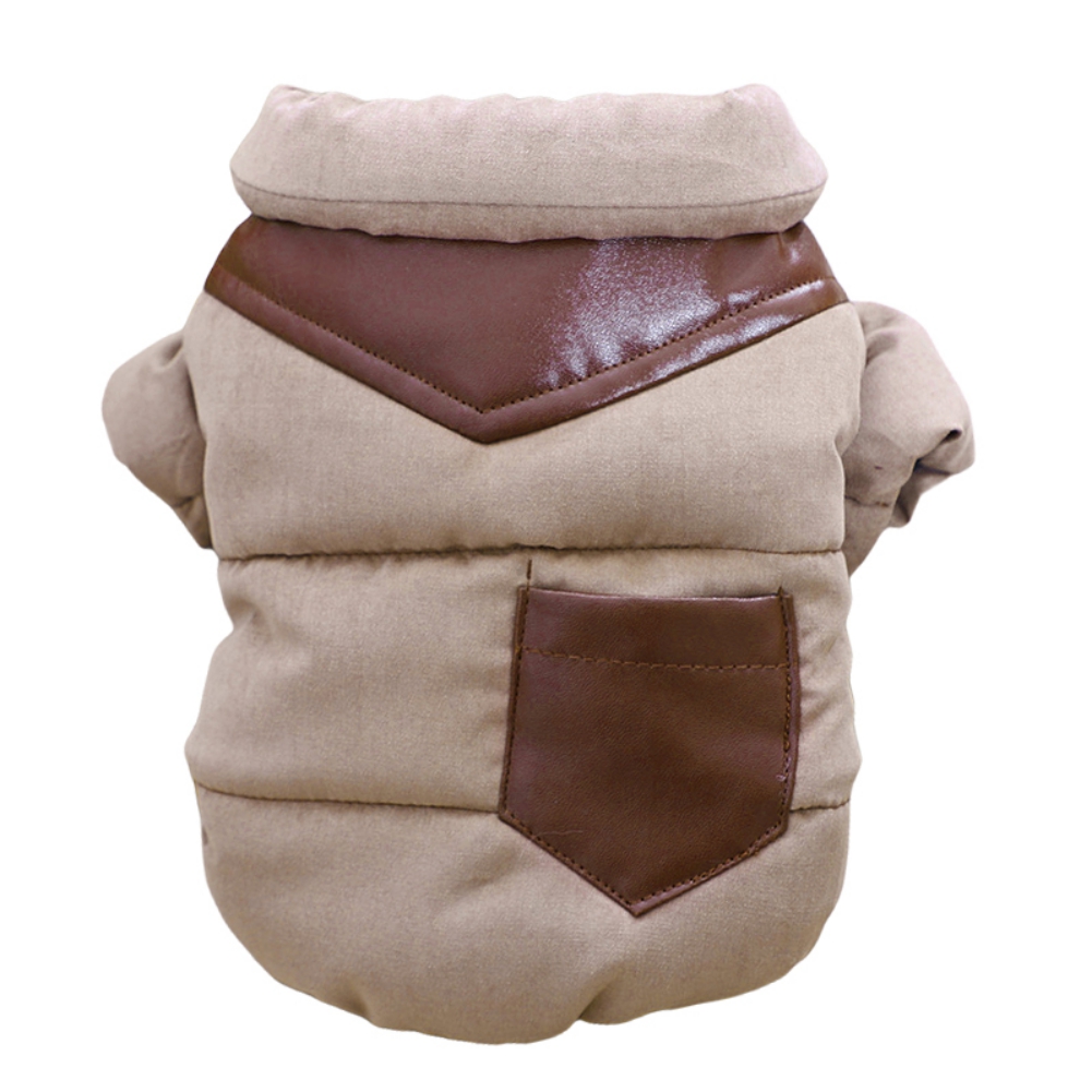 Abrigo de plumón de Yorkshire Terrier para perros pequeños, abrigo de algodón con bolsillo de cuero cálido para invierno, chaqueta impermeable para Bulldog Francés, novedad: K / S
