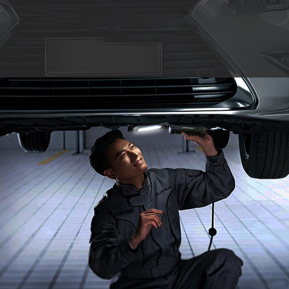 Rechargeable COB LED Slim Work Light Lamp Flashlight Inspect Fold Torch built-in 18650 battery